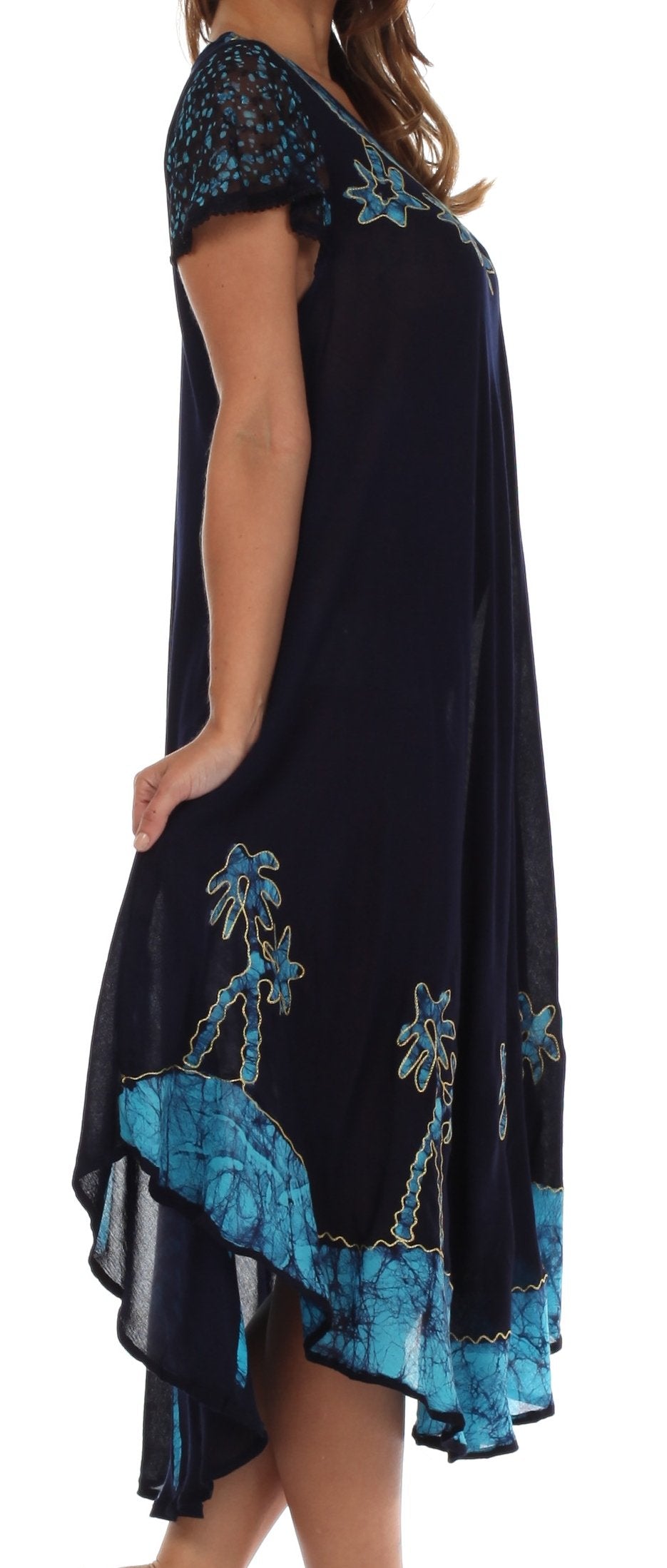 Vestido Caftán/Pareo de Manga Corta Sakkas Batik Palmera