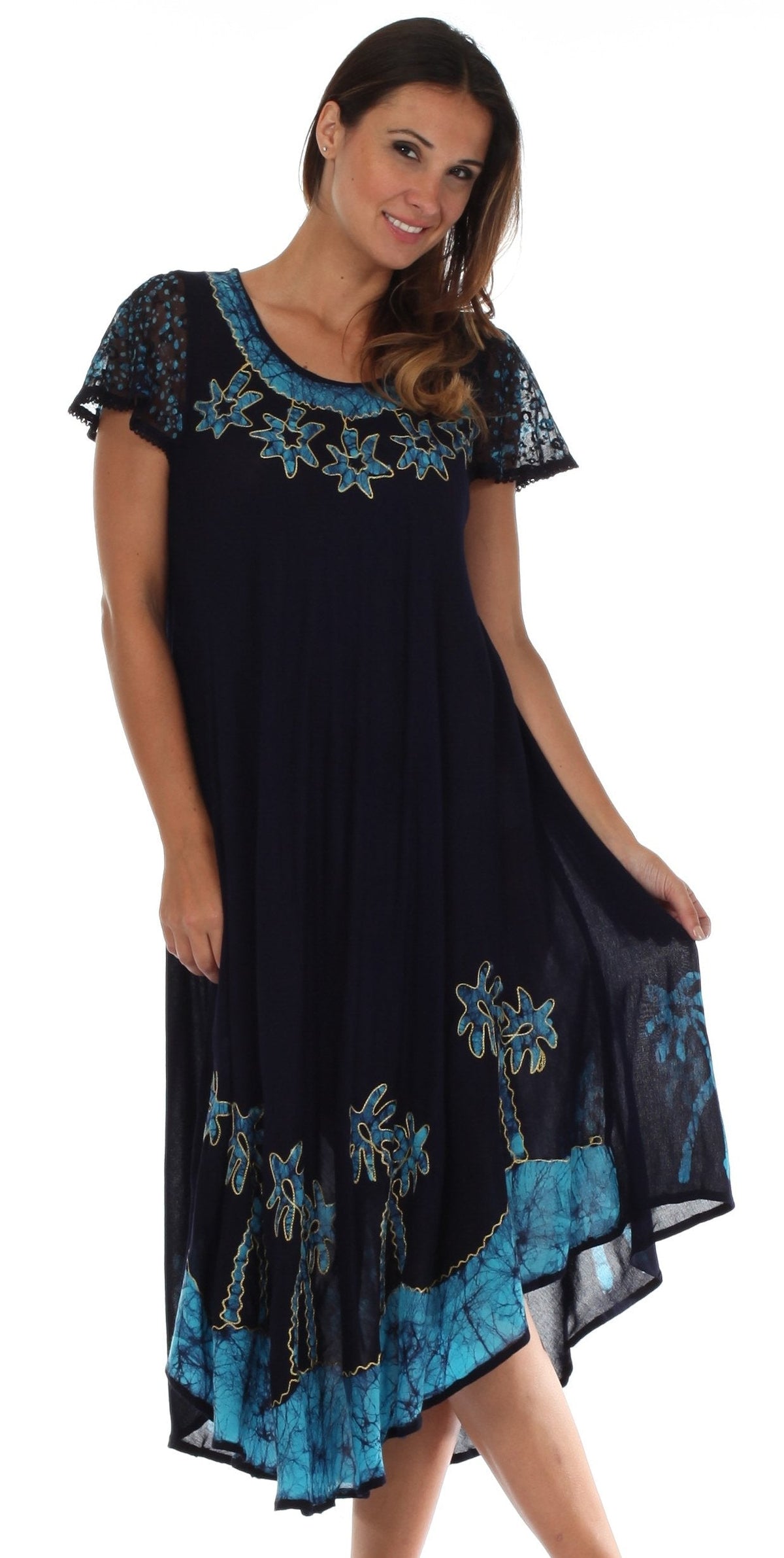 Vestido Caftán/Pareo de Manga Corta Sakkas Batik Palmera