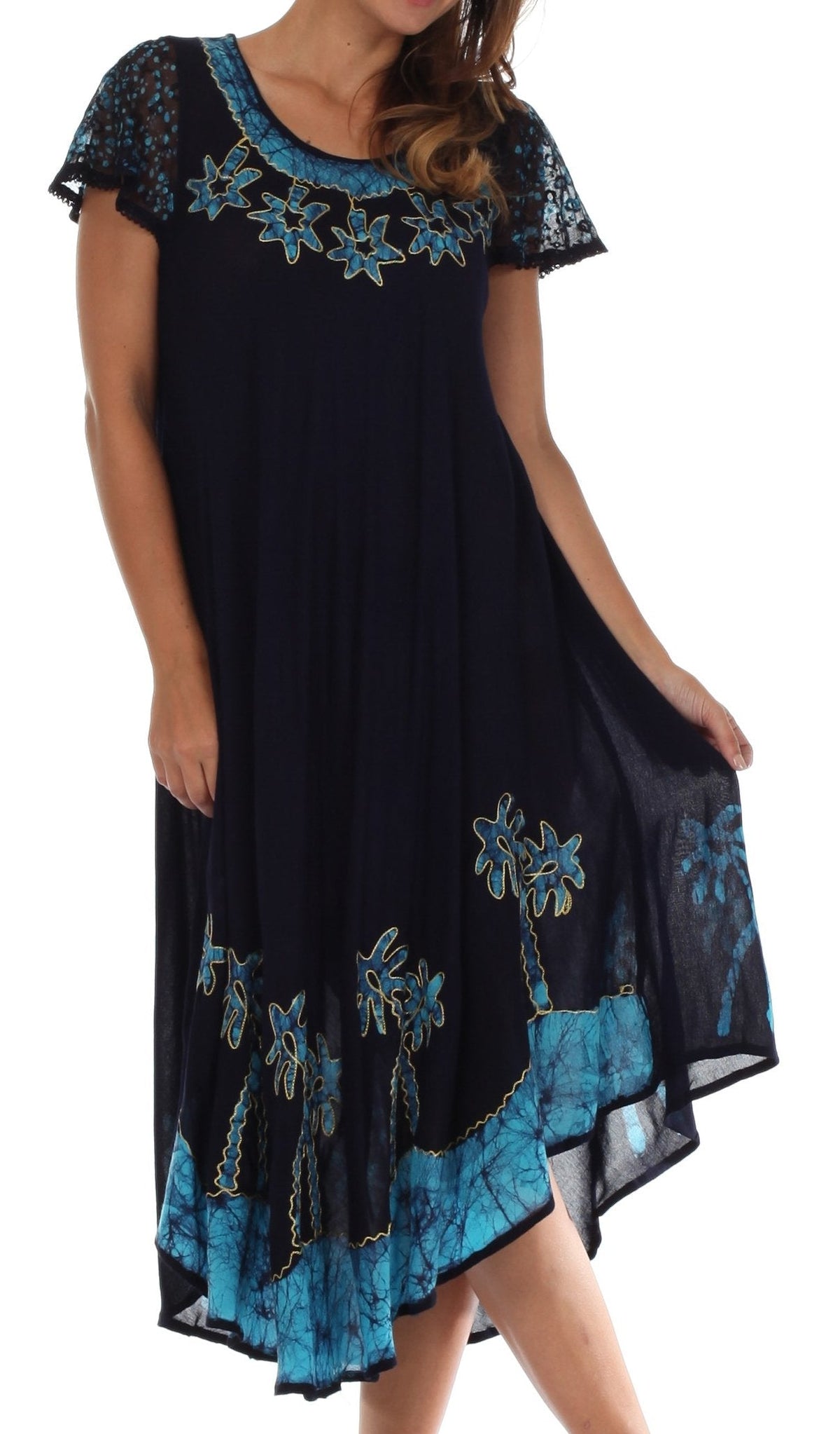 Vestido Caftán/Pareo de Manga Corta Sakkas Batik Palmera