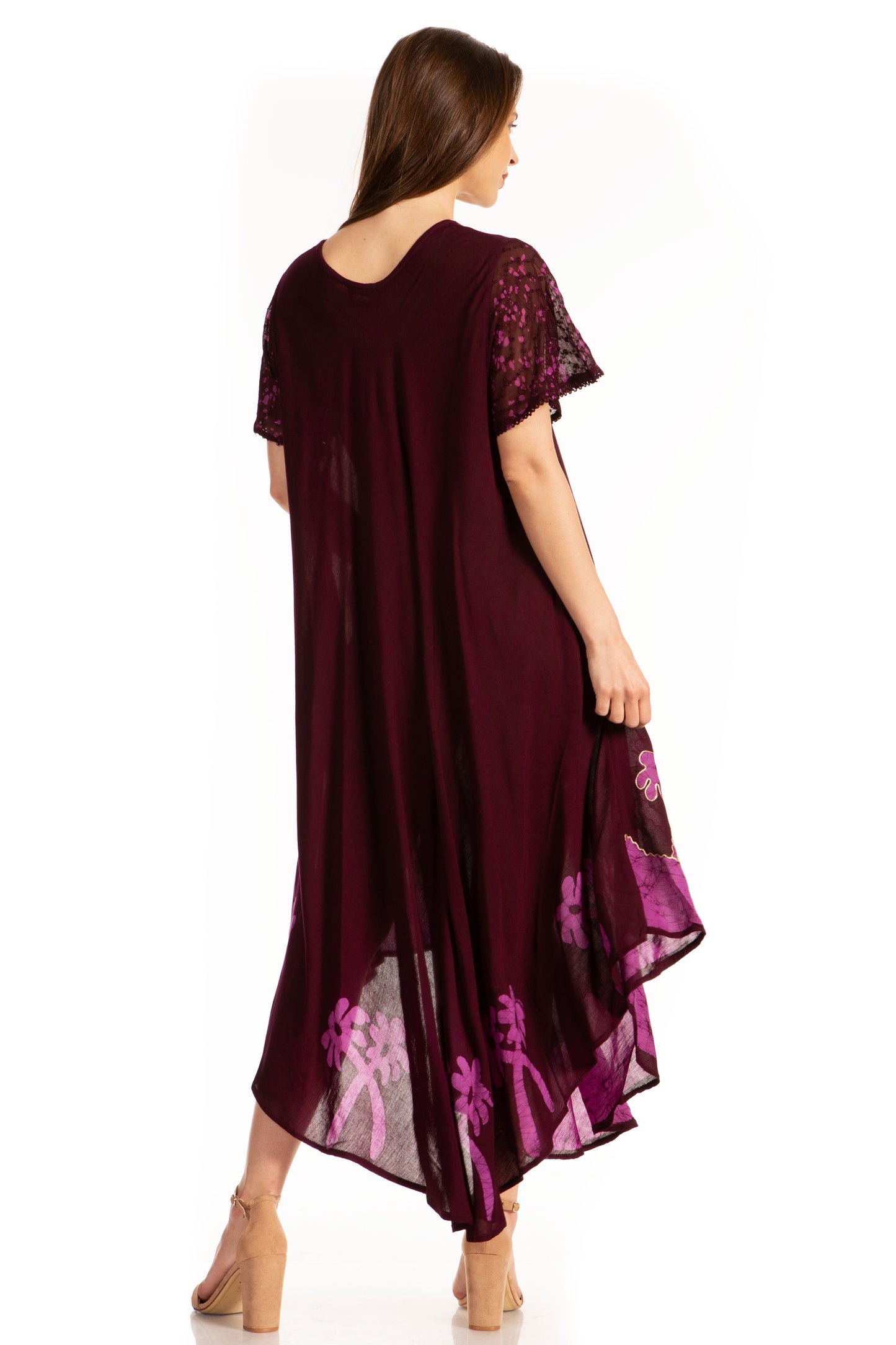 Vestido Caftán/Pareo de Manga Corta Sakkas Batik Palmera