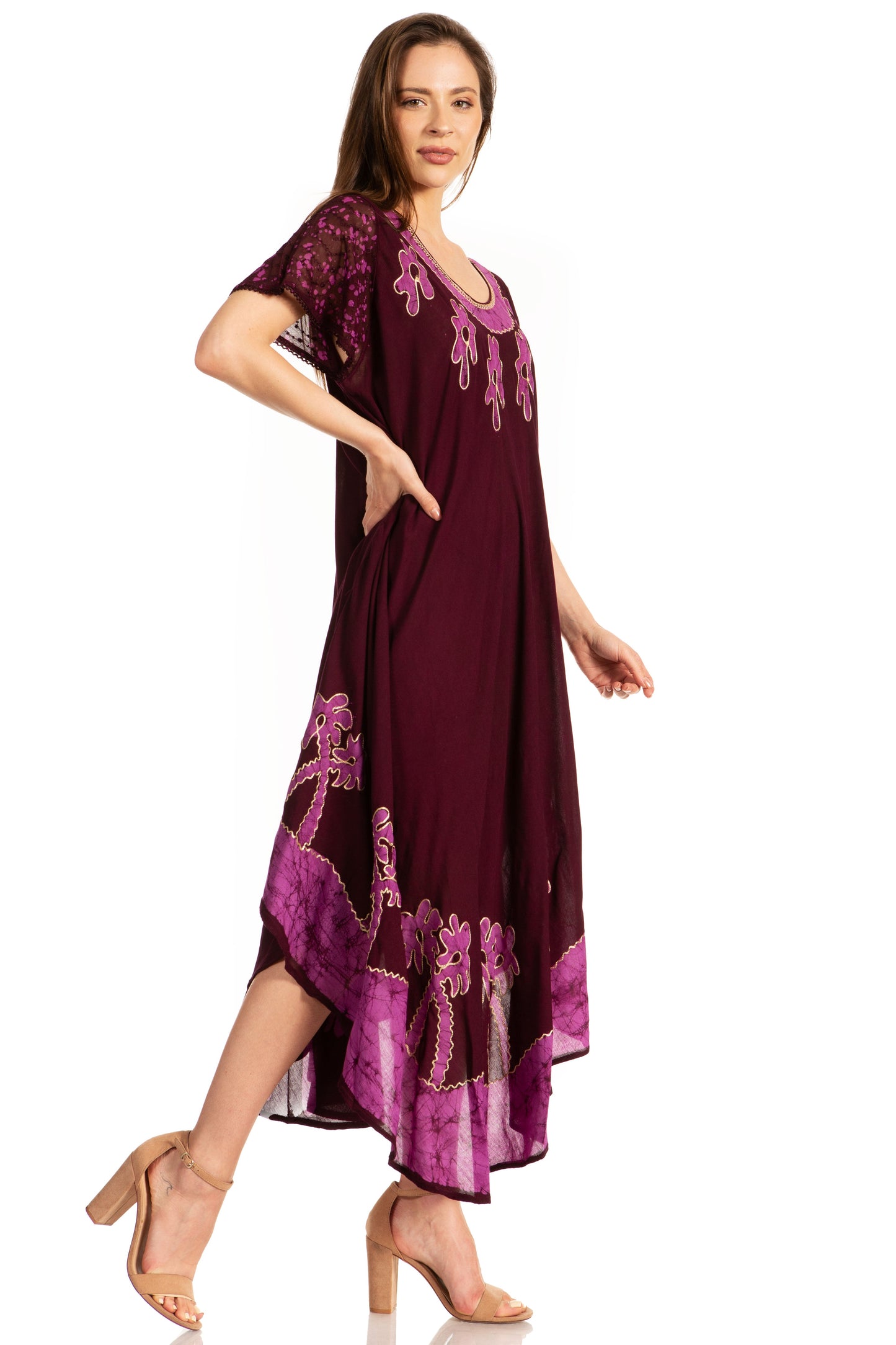 Vestido Caftán/Pareo de Manga Corta Sakkas Batik Palmera