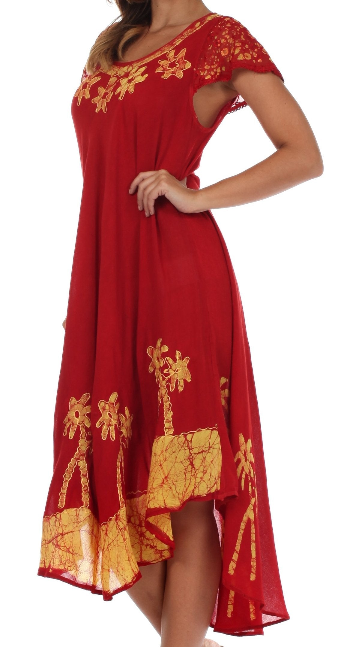 Vestido Caftán/Pareo de Manga Corta Sakkas Batik Palmera