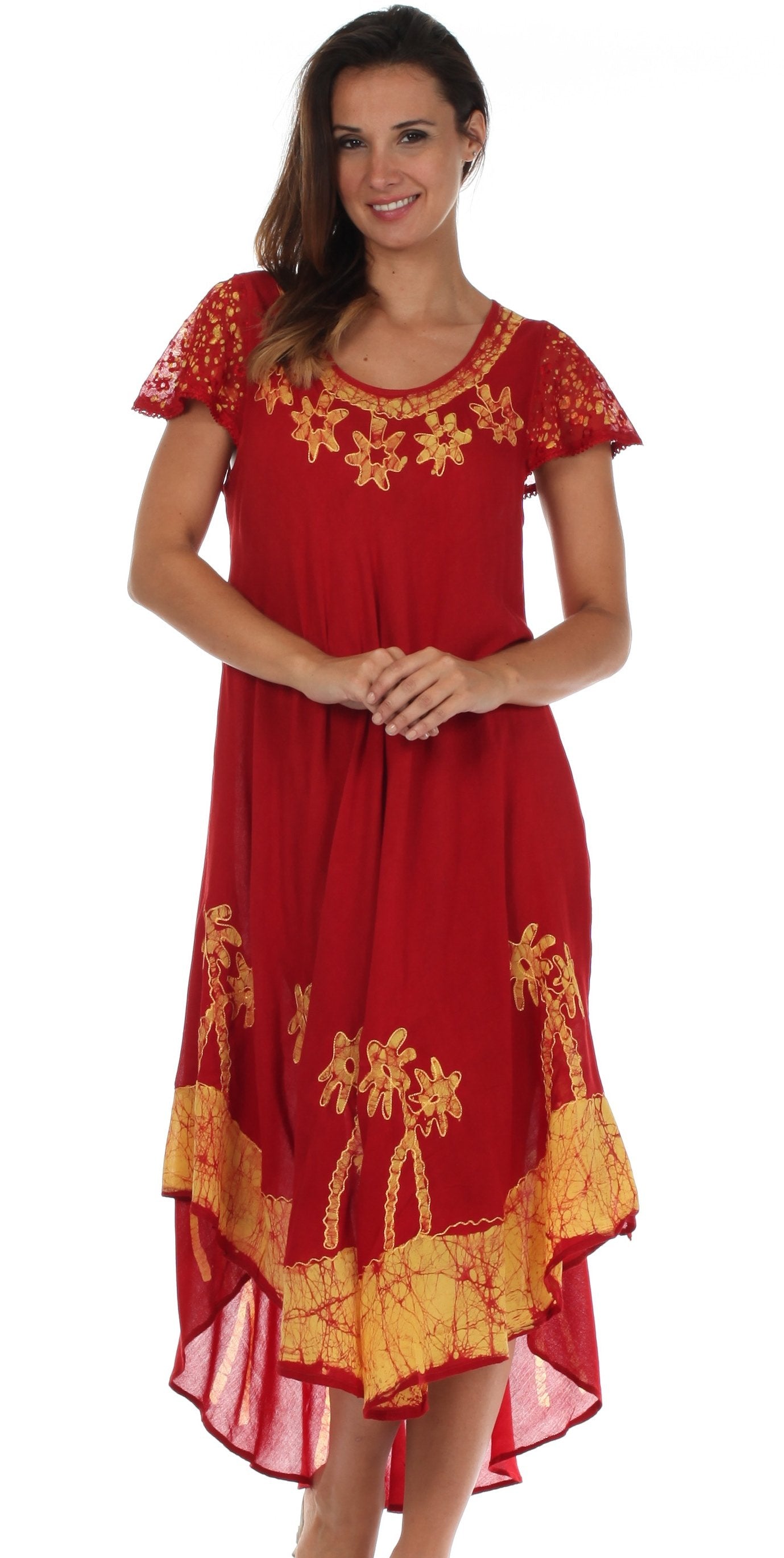 Vestido Caftán/Pareo de Manga Corta Sakkas Batik Palmera