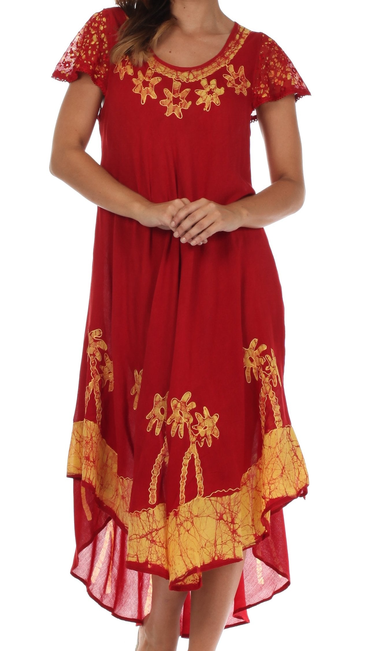 Vestido Caftán/Pareo de Manga Corta Sakkas Batik Palmera