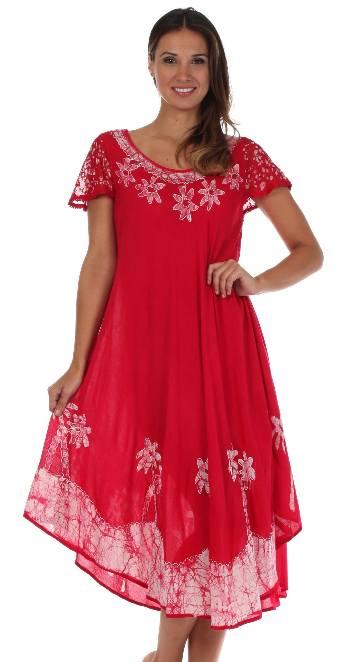 Vestido Caftán/Pareo de Manga Corta Sakkas Batik Palmera
