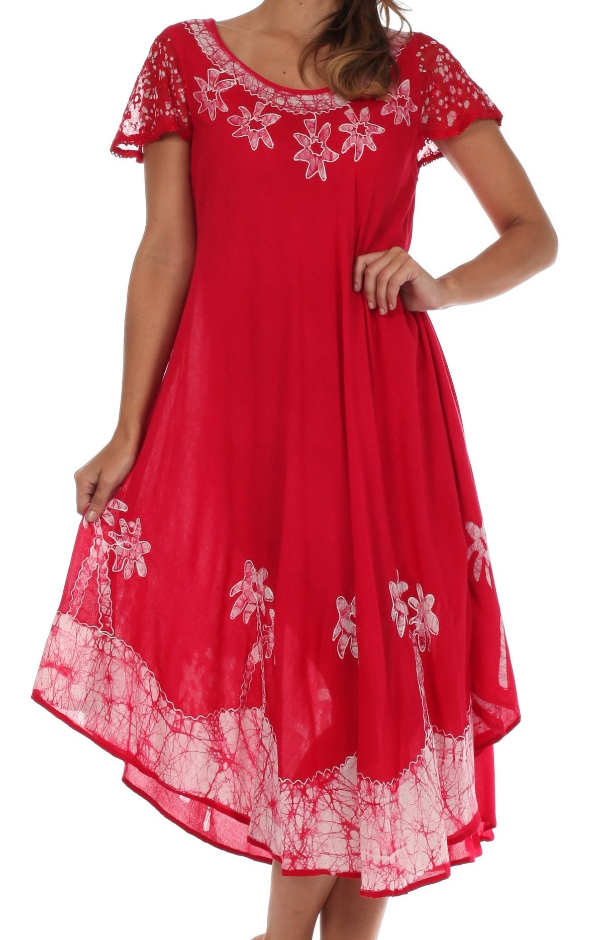 Vestido Caftán/Pareo de Manga Corta Sakkas Batik Palmera