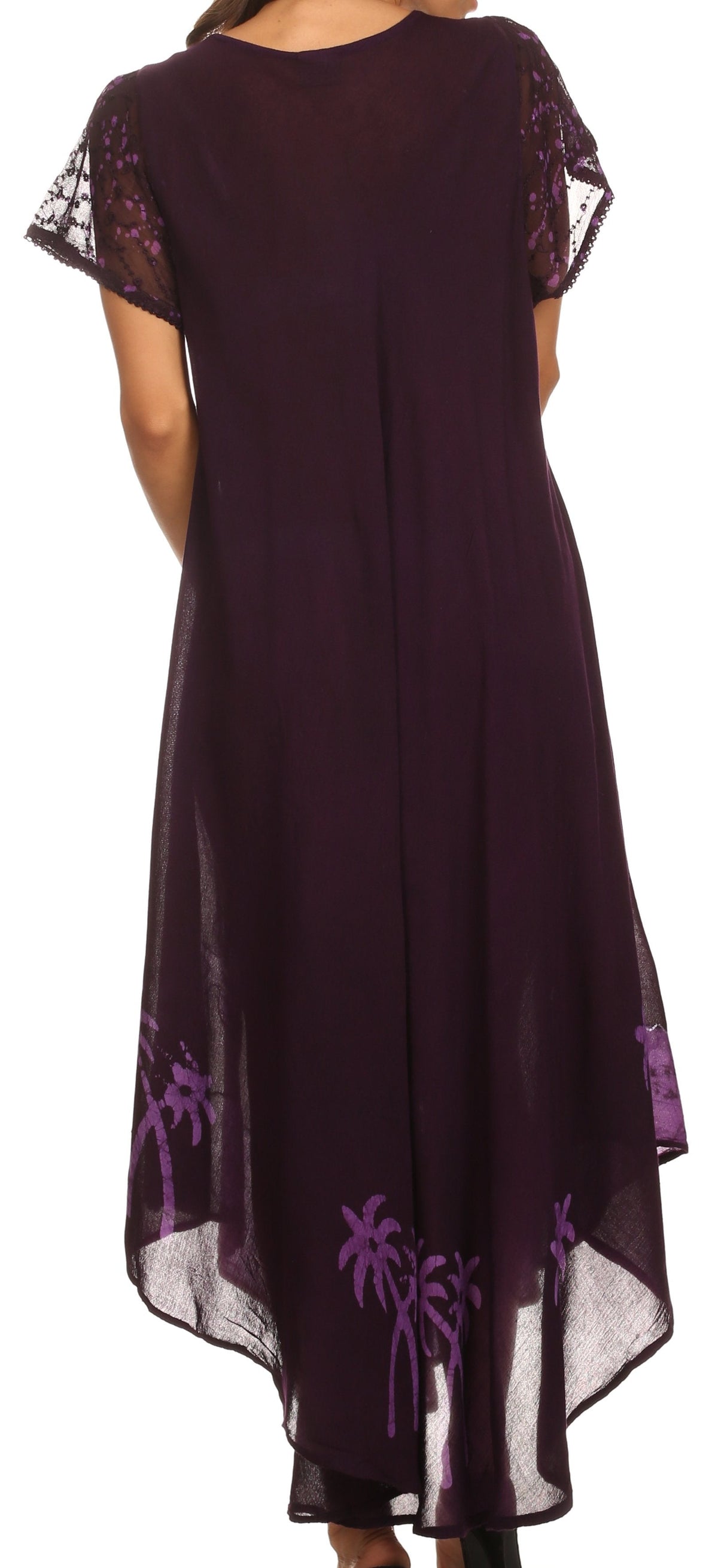 Vestido Caftán/Pareo de Manga Corta Sakkas Batik Palmera