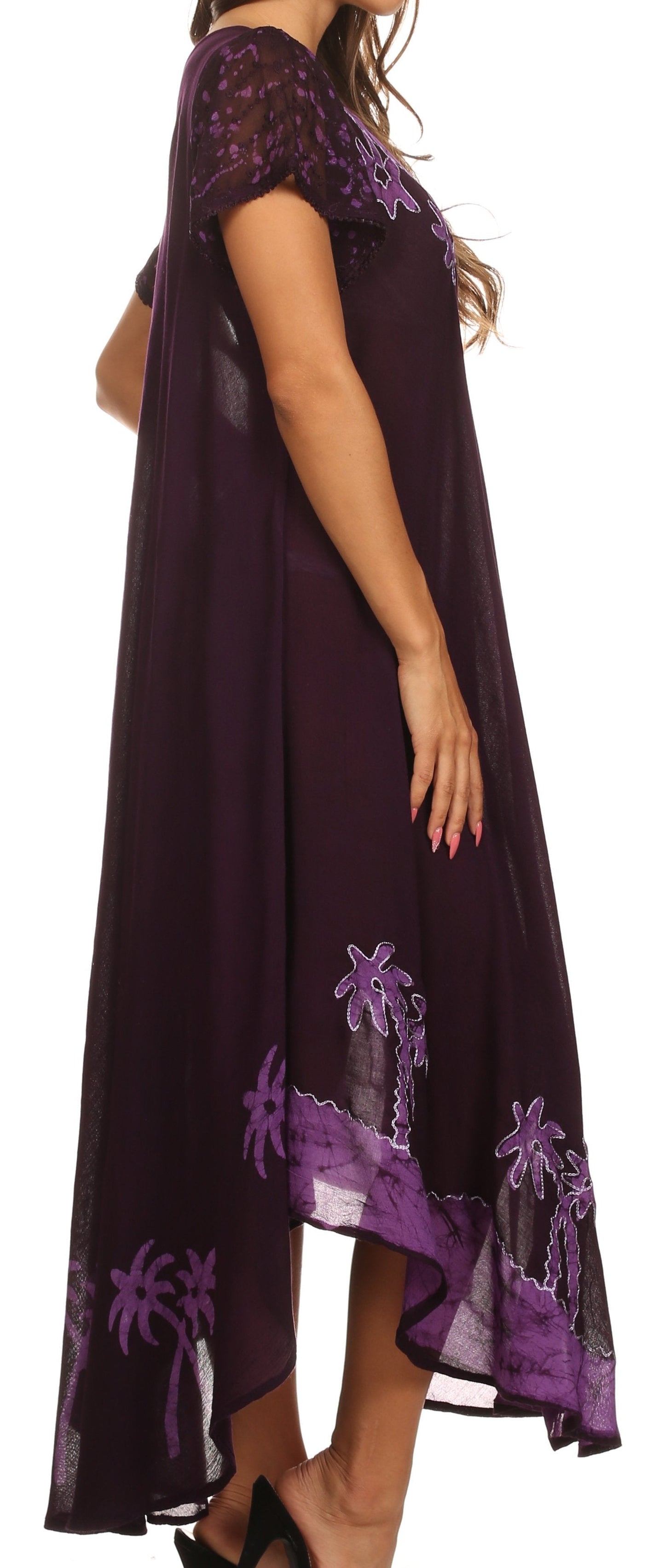 Vestido Caftán/Pareo de Manga Corta Sakkas Batik Palmera
