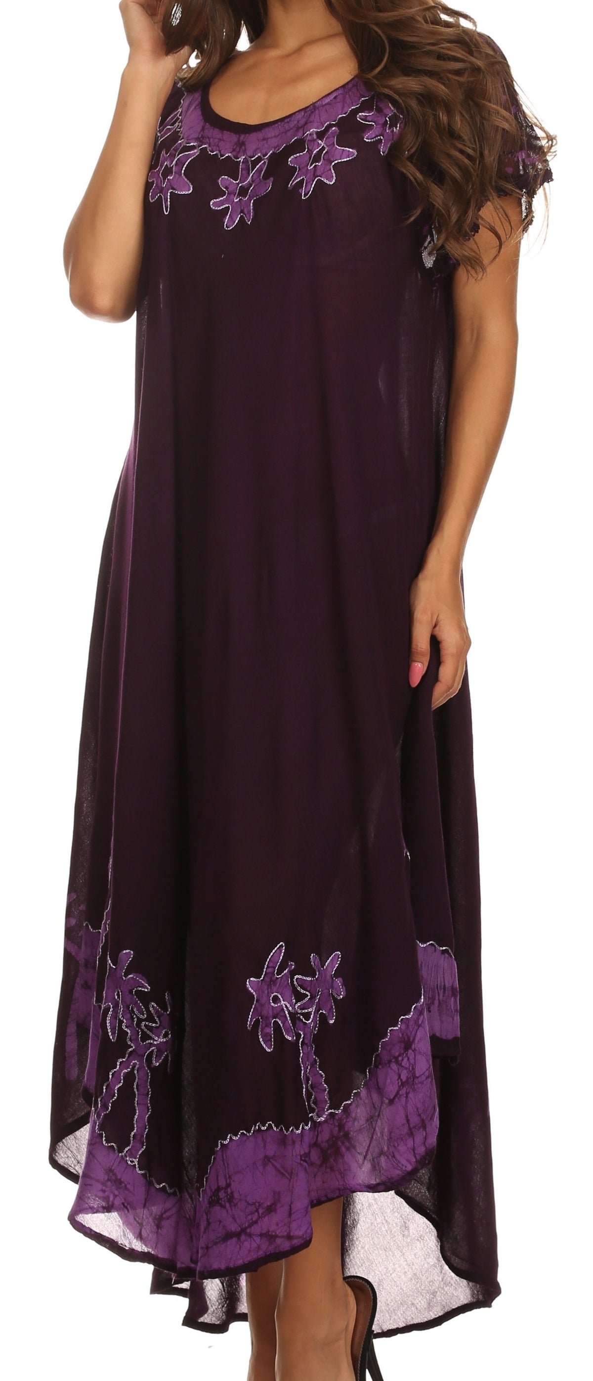 Vestido Caftán/Pareo de Manga Corta Sakkas Batik Palmera