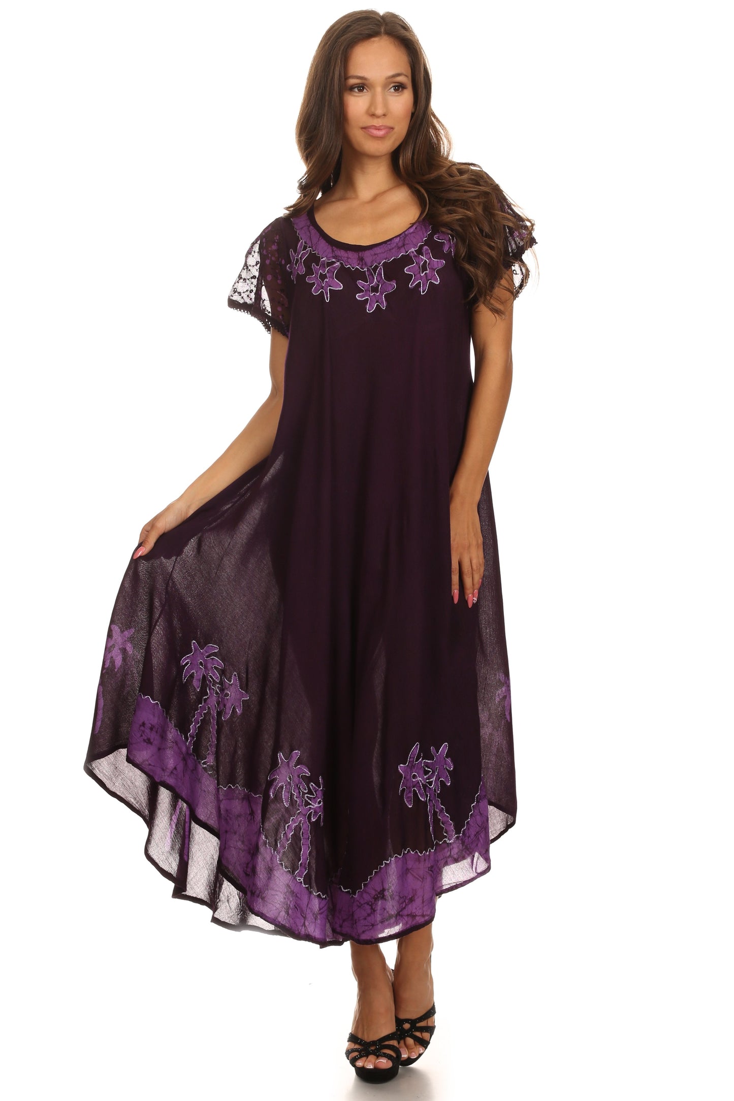 Vestido Caftán/Pareo de Manga Corta Sakkas Batik Palmera
