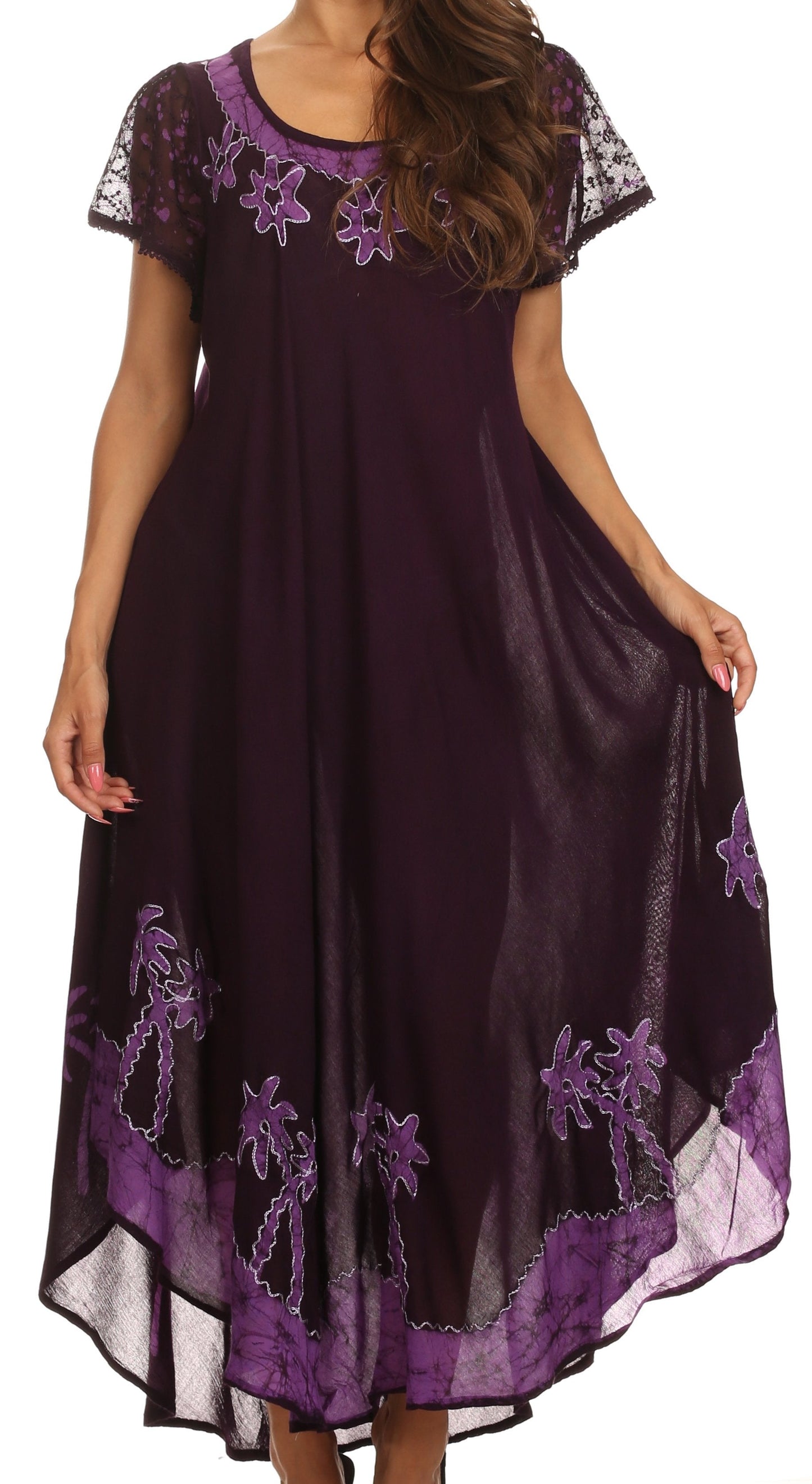 Vestido Caftán/Pareo de Manga Corta Sakkas Batik Palmera