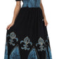 Sakkas Batik Fleur De Lis Embroidered Peasant Dress