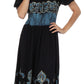 Sakkas Batik Fleur De Lis Embroidered Peasant Dress
