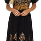 Sakkas Batik Fleur De Lis Embroidered Peasant Dress