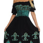 Sakkas Batik Fleur De Lis Embroidered Peasant Dress