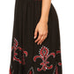 Sakkas Batik Fleur De Lis Embroidered Peasant Dress