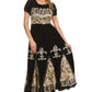 Sakkas Batik Fleur De Lis Embroidered Peasant Dress