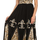Sakkas Batik Fleur De Lis Embroidered Peasant Dress