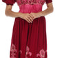 Sakkas Batik Fleur De Lis Embroidered Peasant Dress