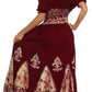 Sakkas Batik Fleur De Lis Embroidered Peasant Dress