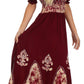 Sakkas Batik Fleur De Lis Embroidered Peasant Dress