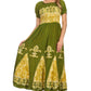 Sakkas Batik Fleur De Lis Embroidered Peasant Dress