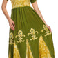 Sakkas Batik Fleur De Lis Embroidered Peasant Dress