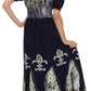 Sakkas Batik Fleur De Lis Embroidered Peasant Dress