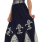Sakkas Batik Fleur De Lis Embroidered Peasant Dress