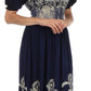 Sakkas Batik Fleur De Lis Embroidered Peasant Dress