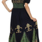 Sakkas Batik Fleur De Lis Embroidered Peasant Dress