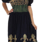 Sakkas Batik Fleur De Lis Embroidered Peasant Dress