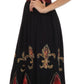 Sakkas Batik Fleur De Lis Embroidered Peasant Dress