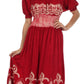 Sakkas Batik Fleur De Lis Embroidered Peasant Dress