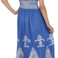 Sakkas Batik Fleur De Lis Embroidered Peasant Dress