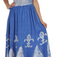 Sakkas Batik Fleur De Lis Embroidered Peasant Dress