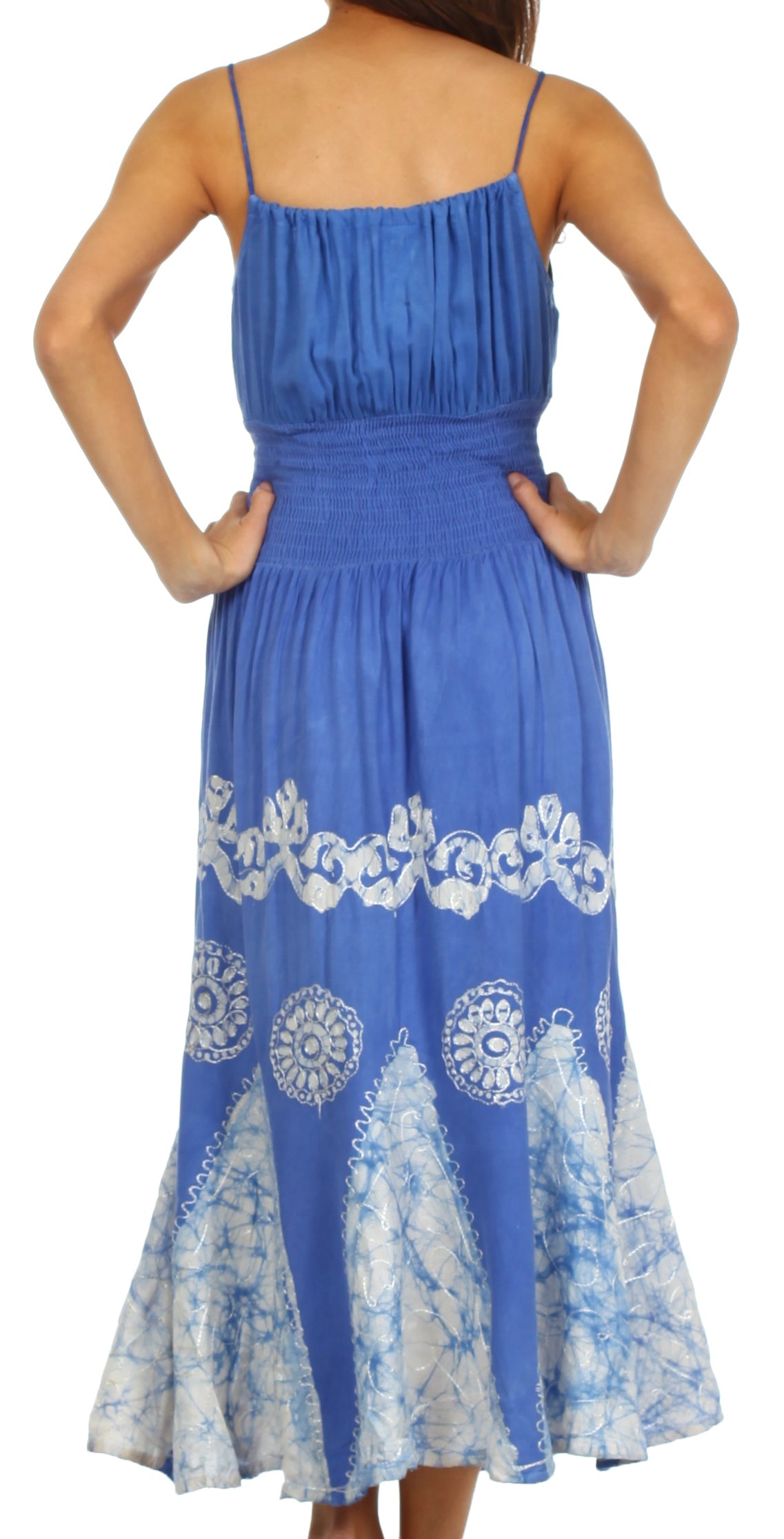 Sakkas Batik Triangle Smocked Empire Waist Dress