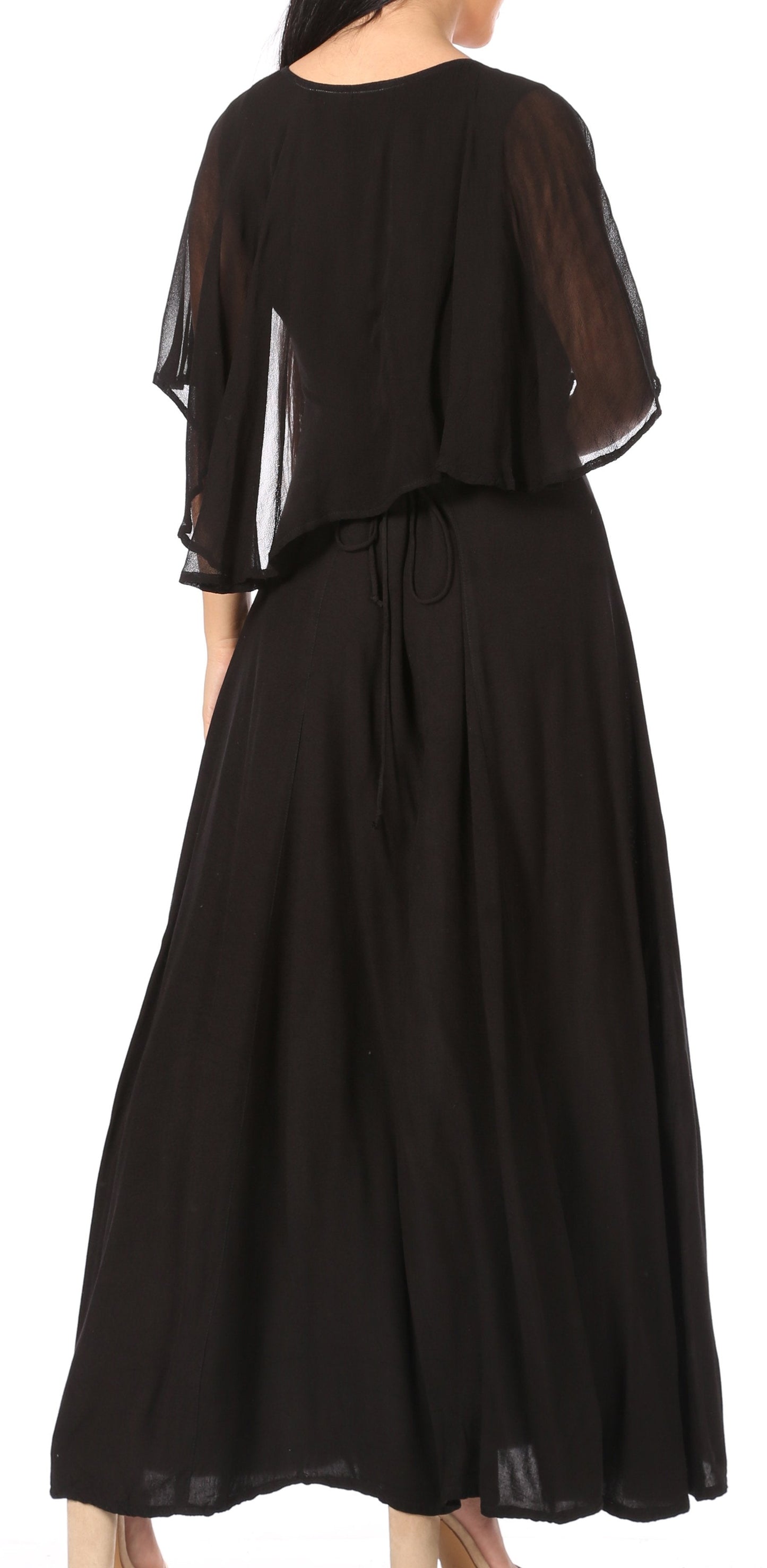 Sakkas Niam Women's Maxi Capelet Long Dress Celtic Medieval Renaissance Adjustable - Buy One Get One