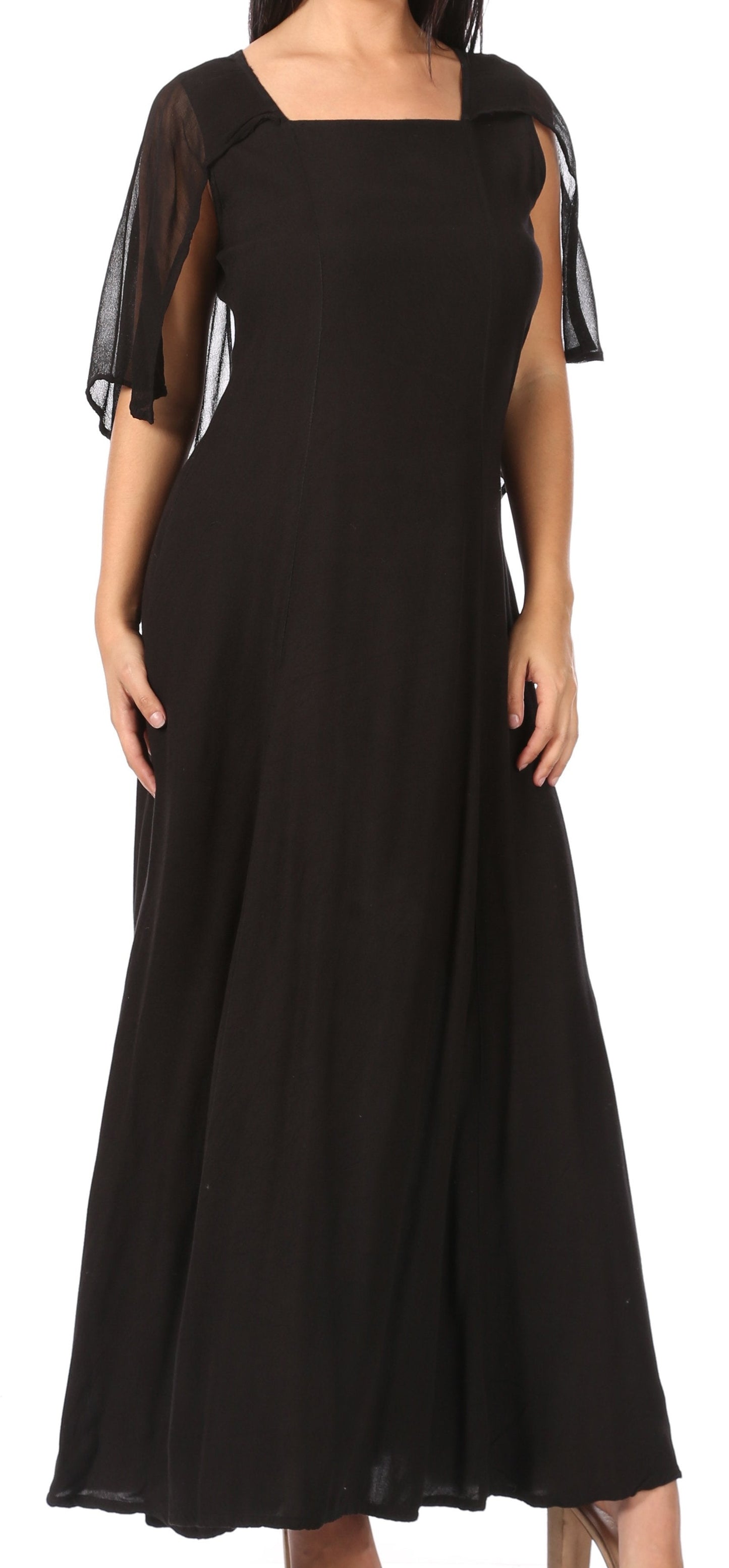 Sakkas Niam Women's Maxi Capelet Long Dress Celtic Medieval Renaissance Adjustable - Buy One Get One