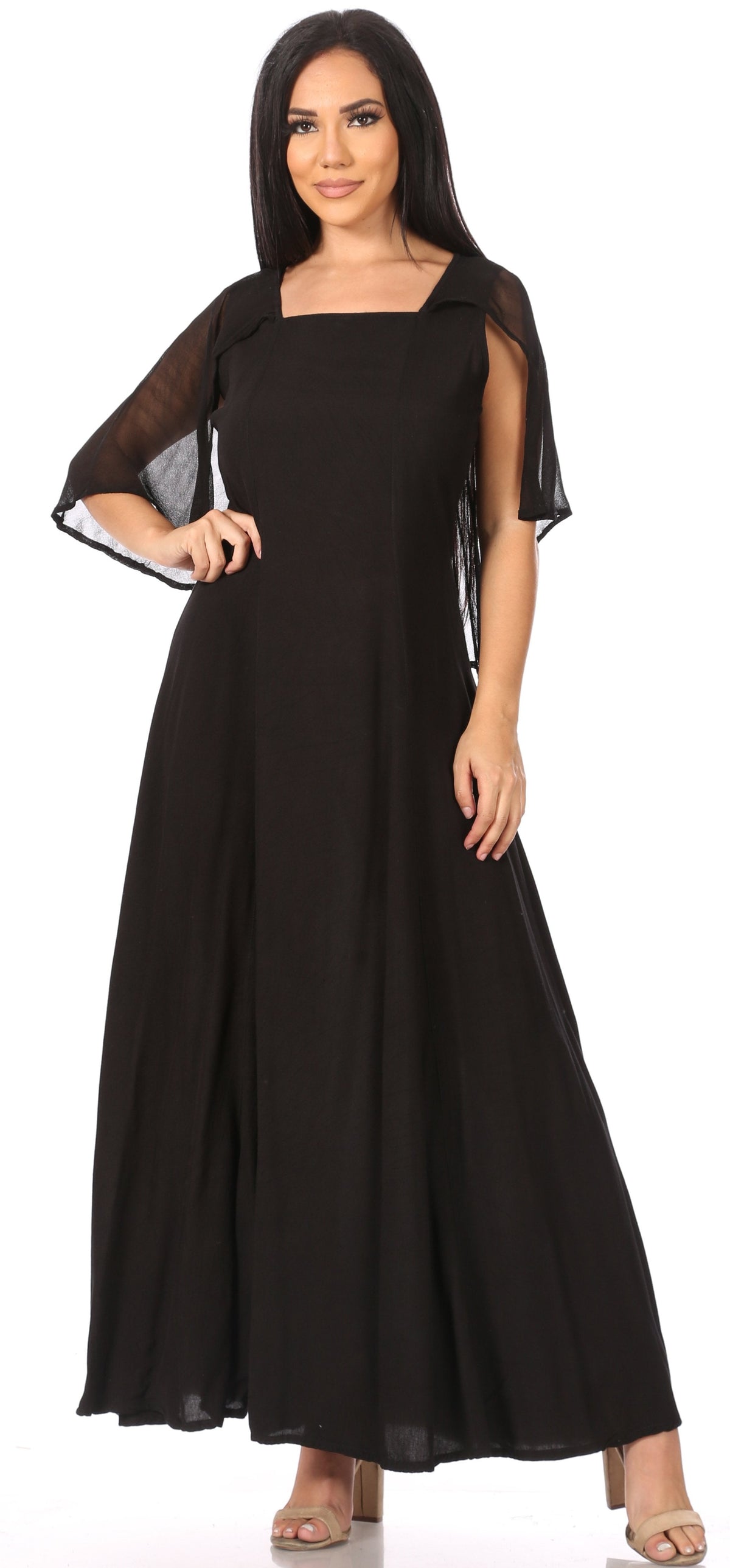 Sakkas Niam Women's Maxi Capelet Long Dress Celtic Medieval Renaissance Adjustable - Buy One Get One