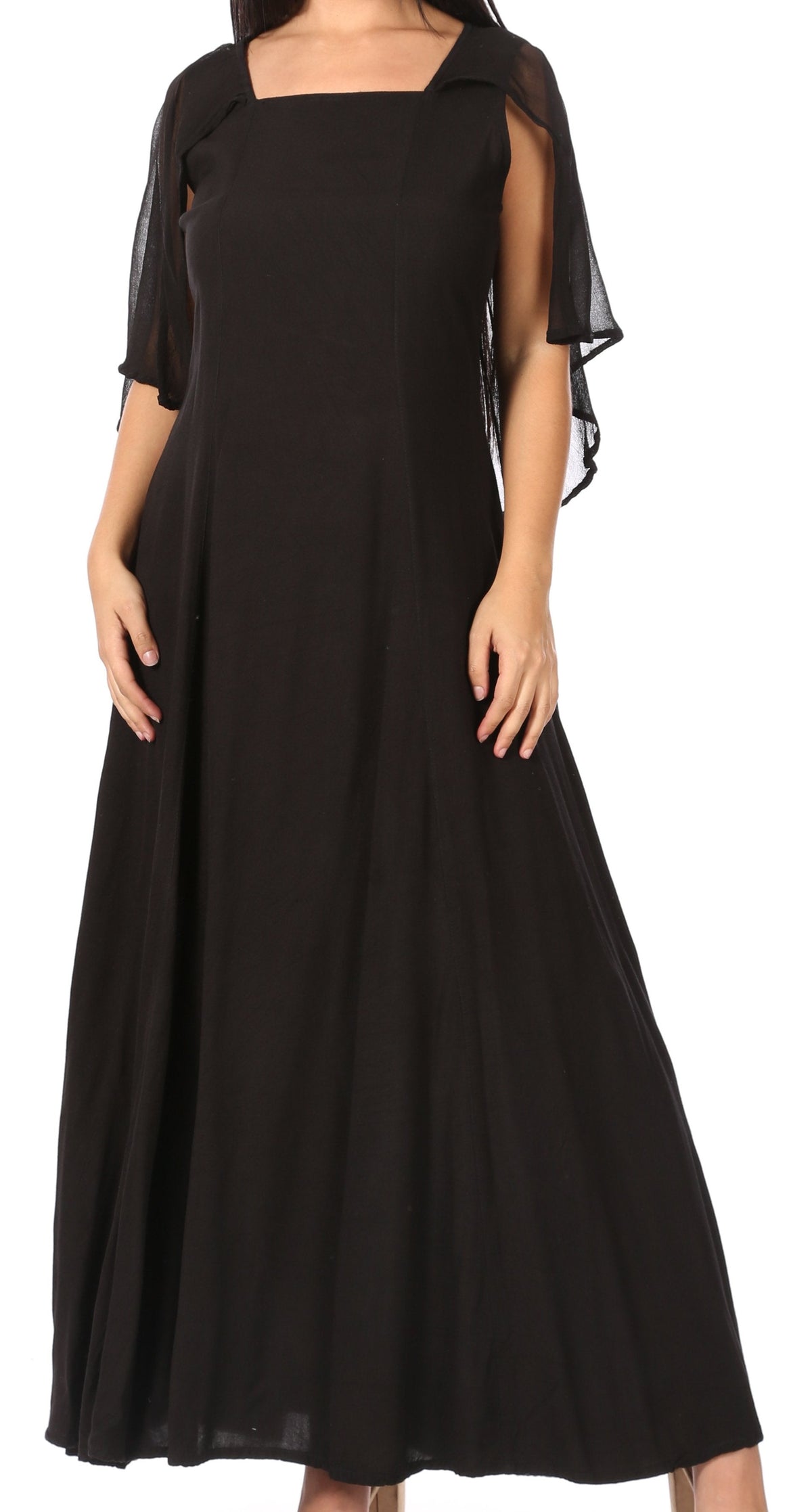 Sakkas Niam Women's Maxi Capelet Long Dress Celtic Medieval Renaissance Adjustable - Buy One Get One