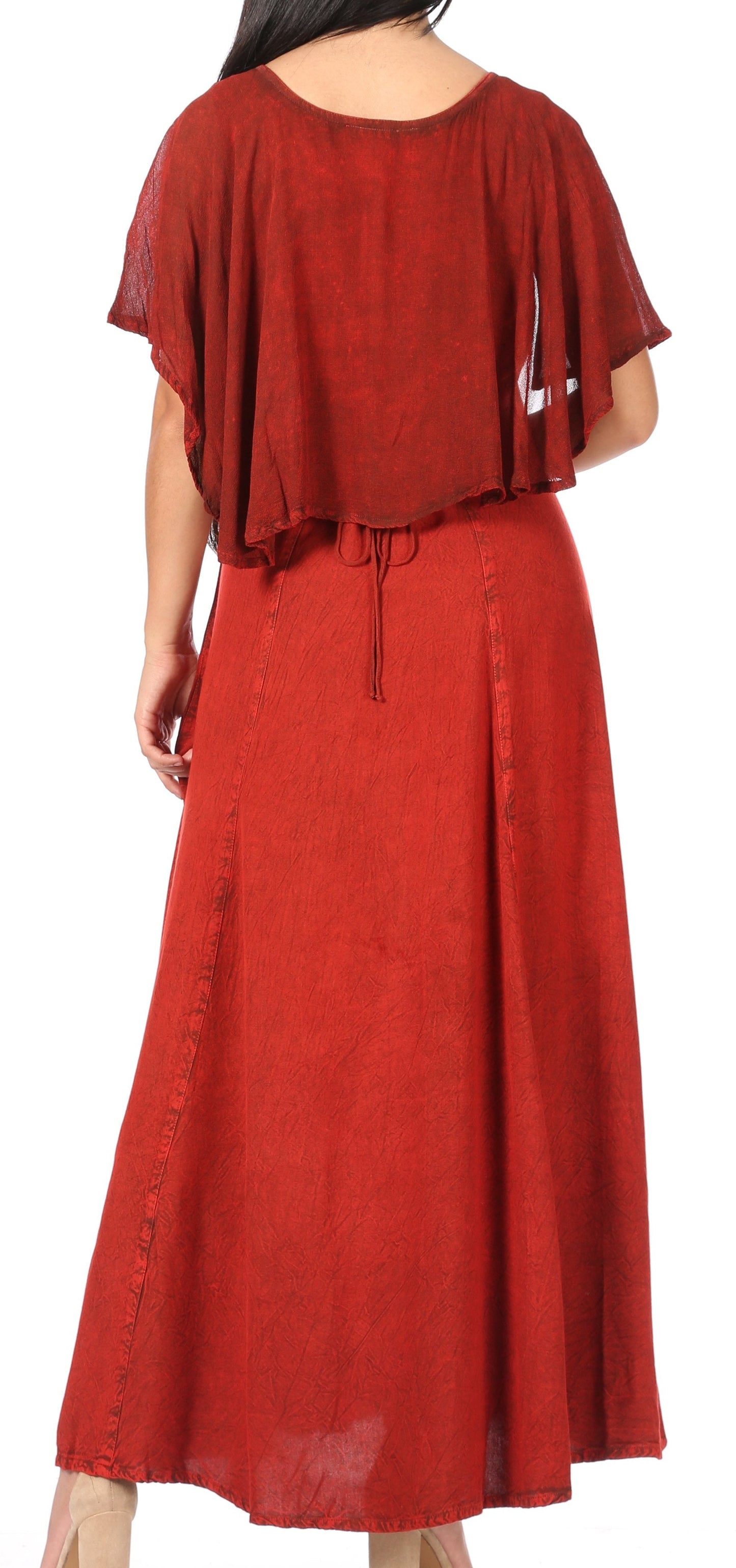 Sakkas Niam Women's Maxi Capelet Long Dress Celtic Medieval Renaissance Adjustable - Buy One Get One