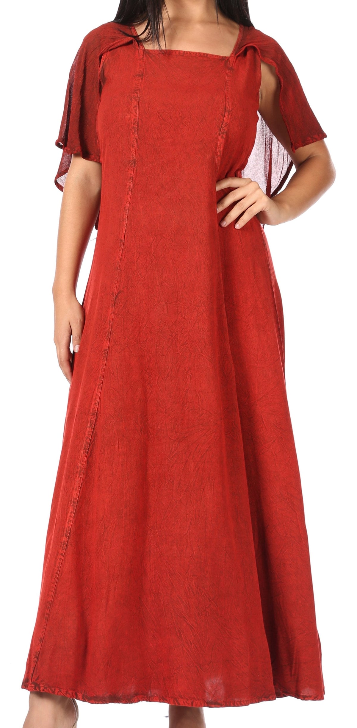 Sakkas Niam Women's Maxi Capelet Long Dress Celtic Medieval Renaissance Adjustable - Buy One Get One
