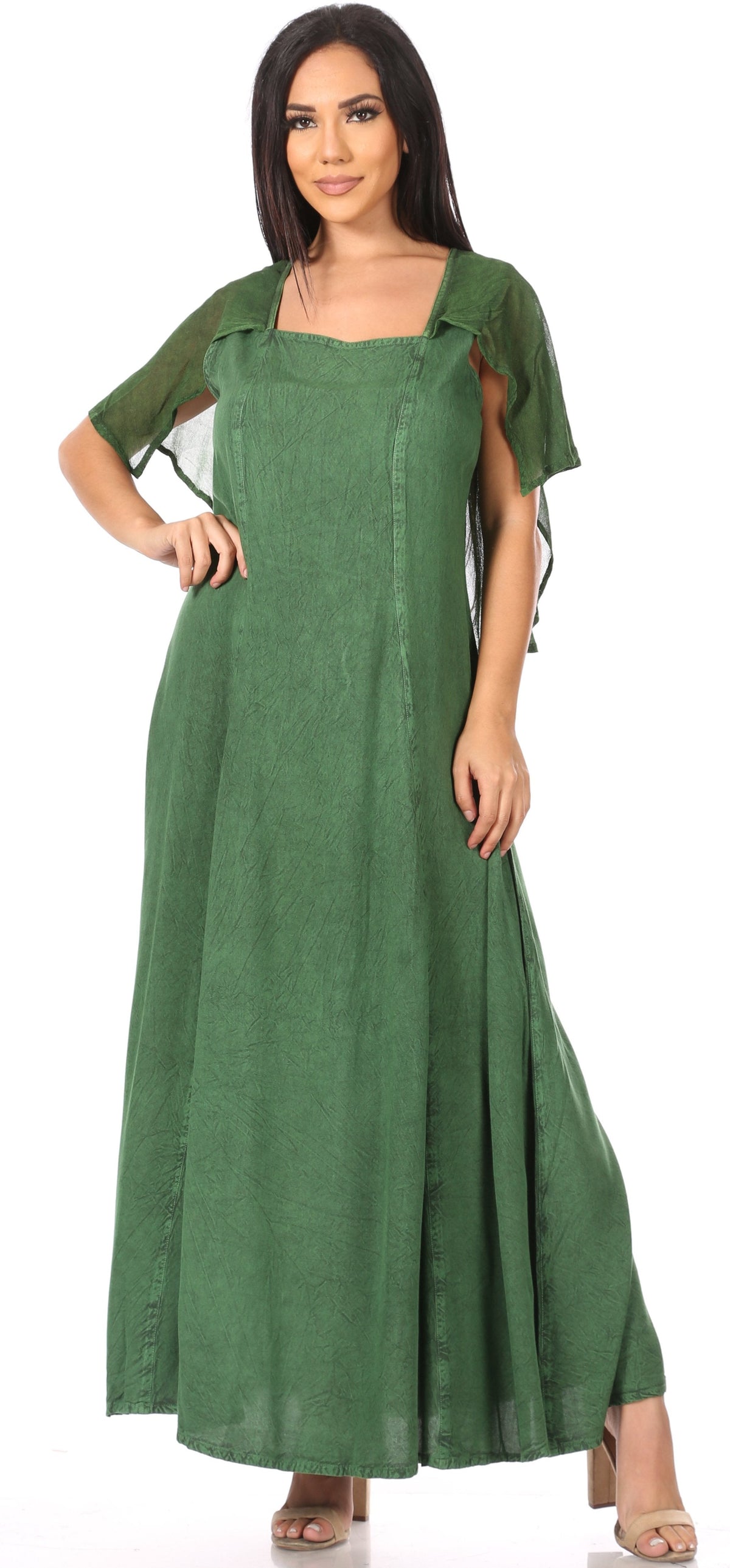 Sakkas Niam Women's Maxi Capelet Long Dress Celtic Medieval Renaissance Adjustable - Buy One Get One