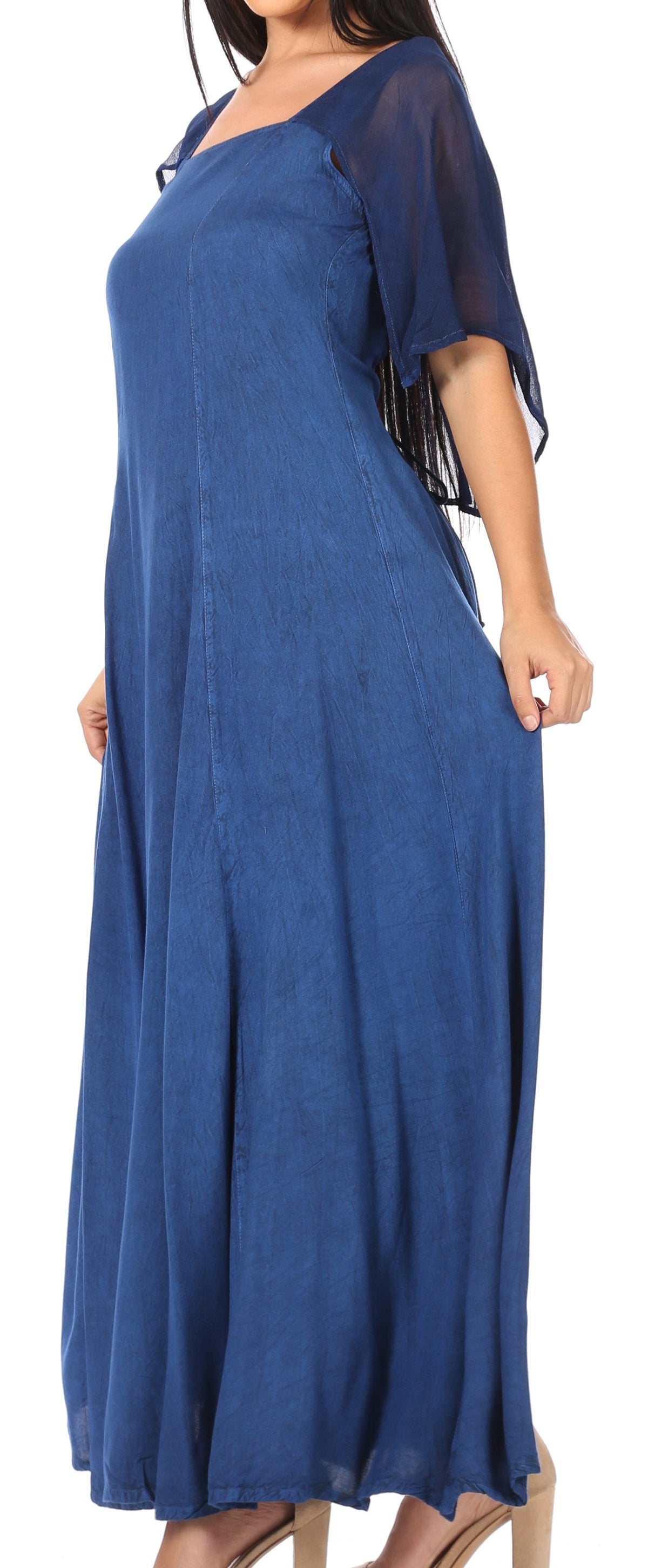 Sakkas Niam Women's Maxi Capelet Long Dress Celtic Medieval Renaissance Adjustable - Buy One Get One