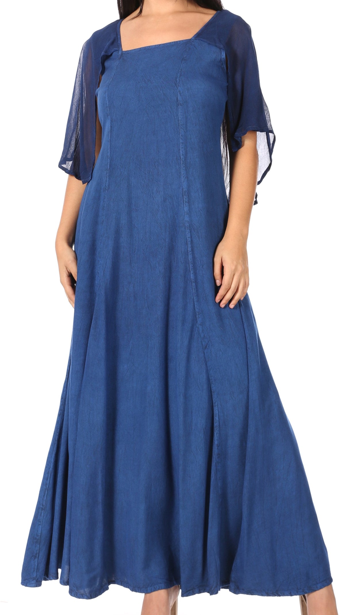 Sakkas Niam Women's Maxi Capelet Long Dress Celtic Medieval Renaissance Adjustable - Buy One Get One