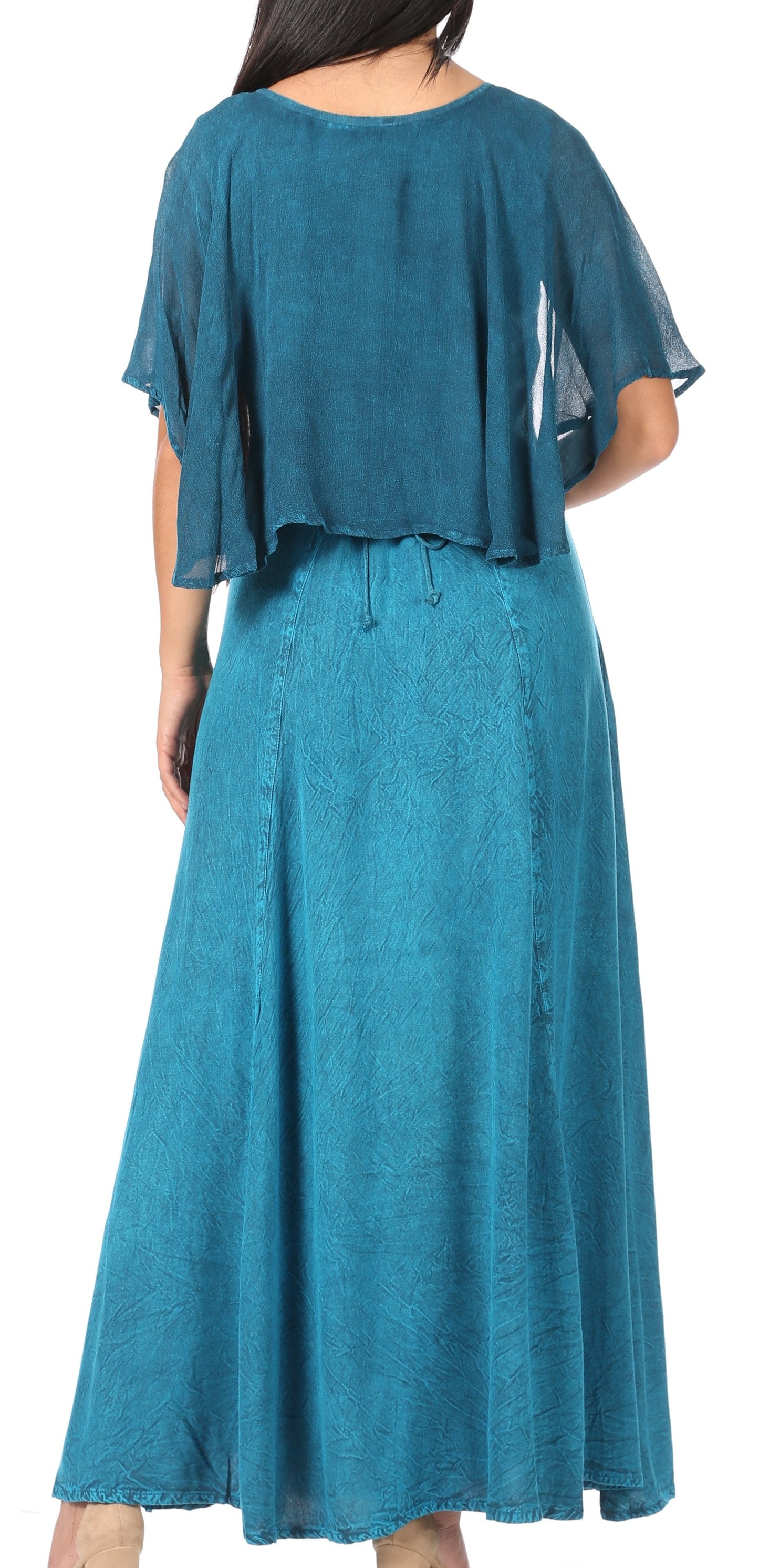 Sakkas Niam Women's Maxi Capelet Long Dress Celtic Medieval Renaissance Adjustable - Buy One Get One