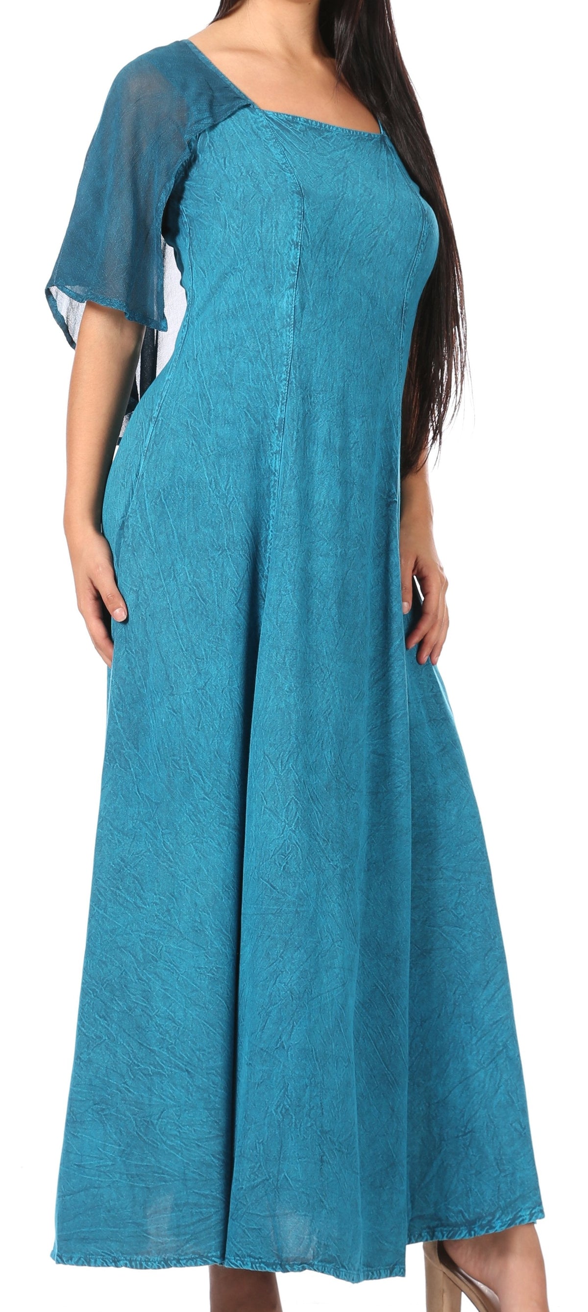 Sakkas Niam Women's Maxi Capelet Long Dress Celtic Medieval Renaissance Adjustable - Buy One Get One