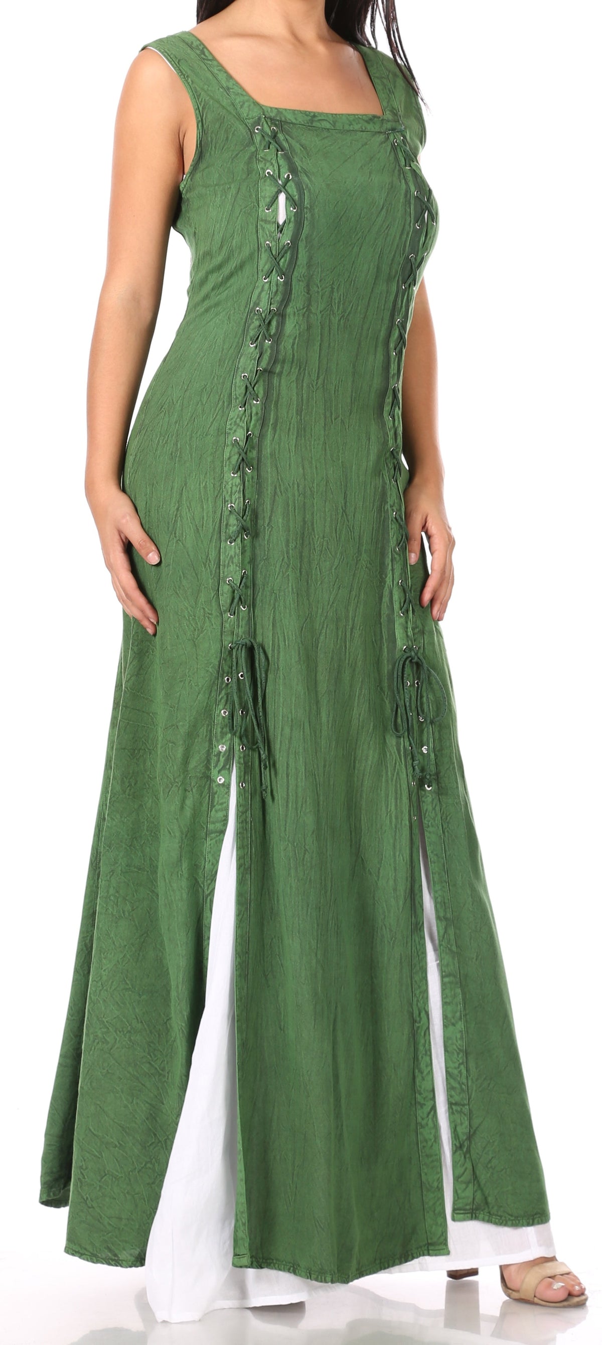 Sakkas Riva Women's Sleeveless Chemise + Over Dress Medieval Celtic Renaissance
