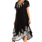 Sakkas Batik Hindi Cap Sleeve Caftan Dress / Cover Up
